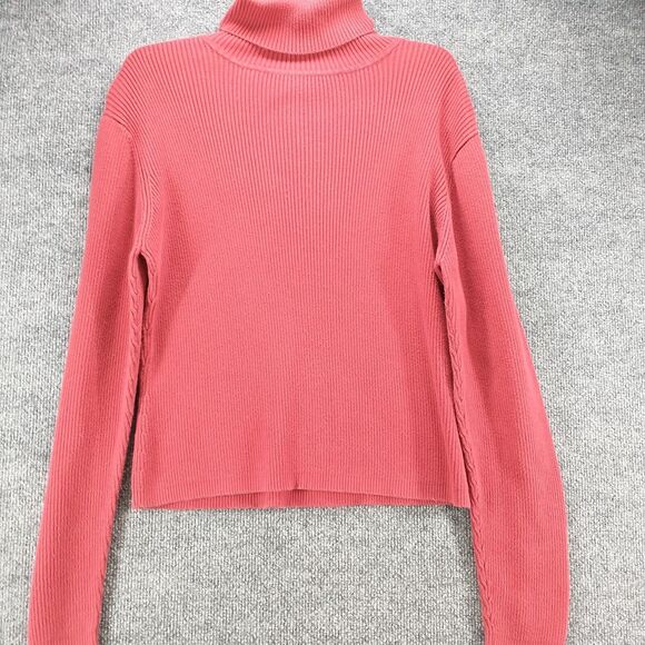 Icelandic Design Women's Sweater Red Medium Cotton Knit Turtleneck Pullover - Picture 2 of 12